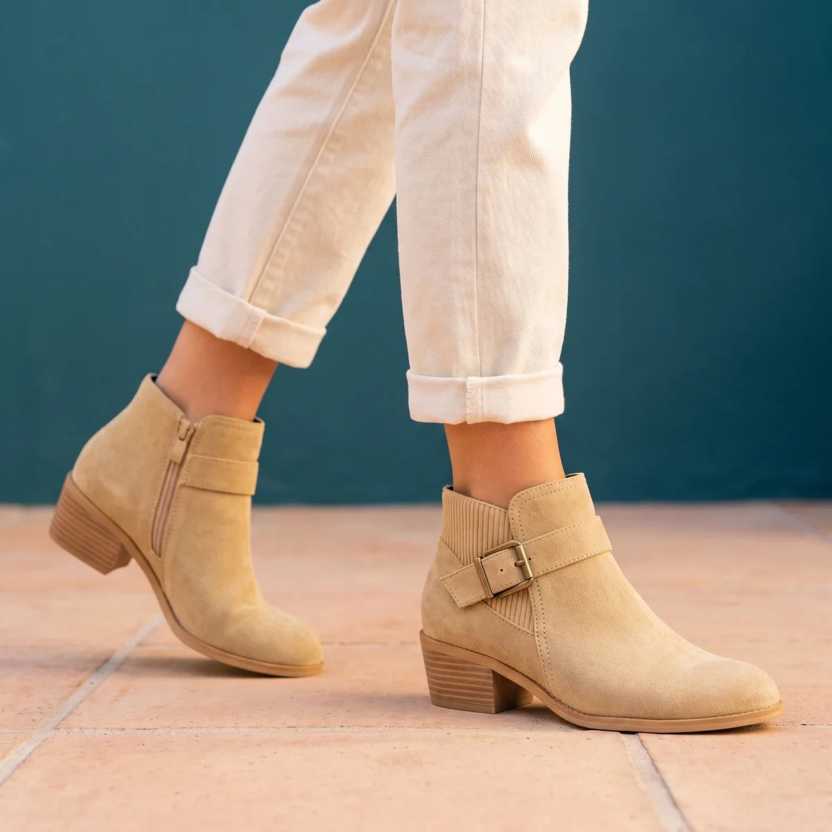 Lucilla Orthopedic Side Zip Block Heel Booties