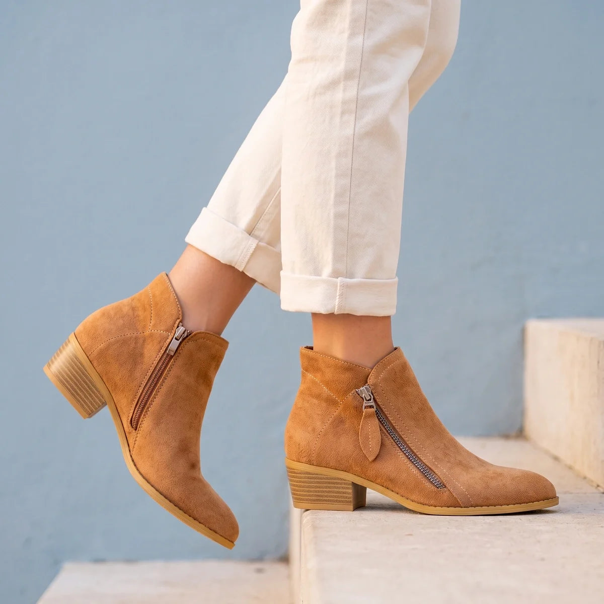 Lucilla Orthopedic Side Zip Block Heel Booties