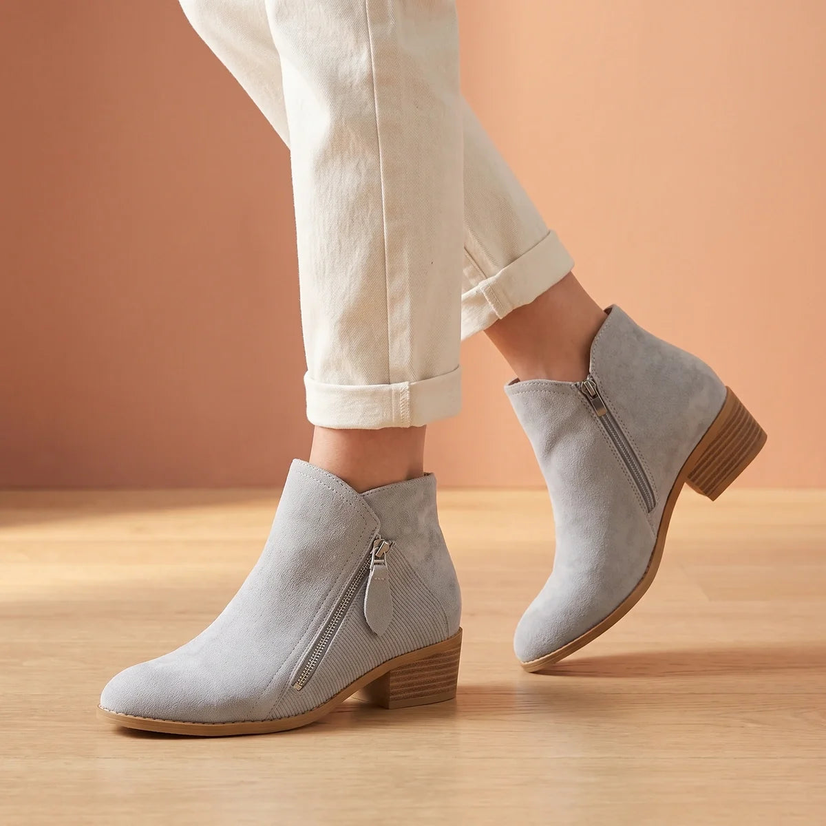 Lucilla Orthopedic Side Zip Block Heel Booties