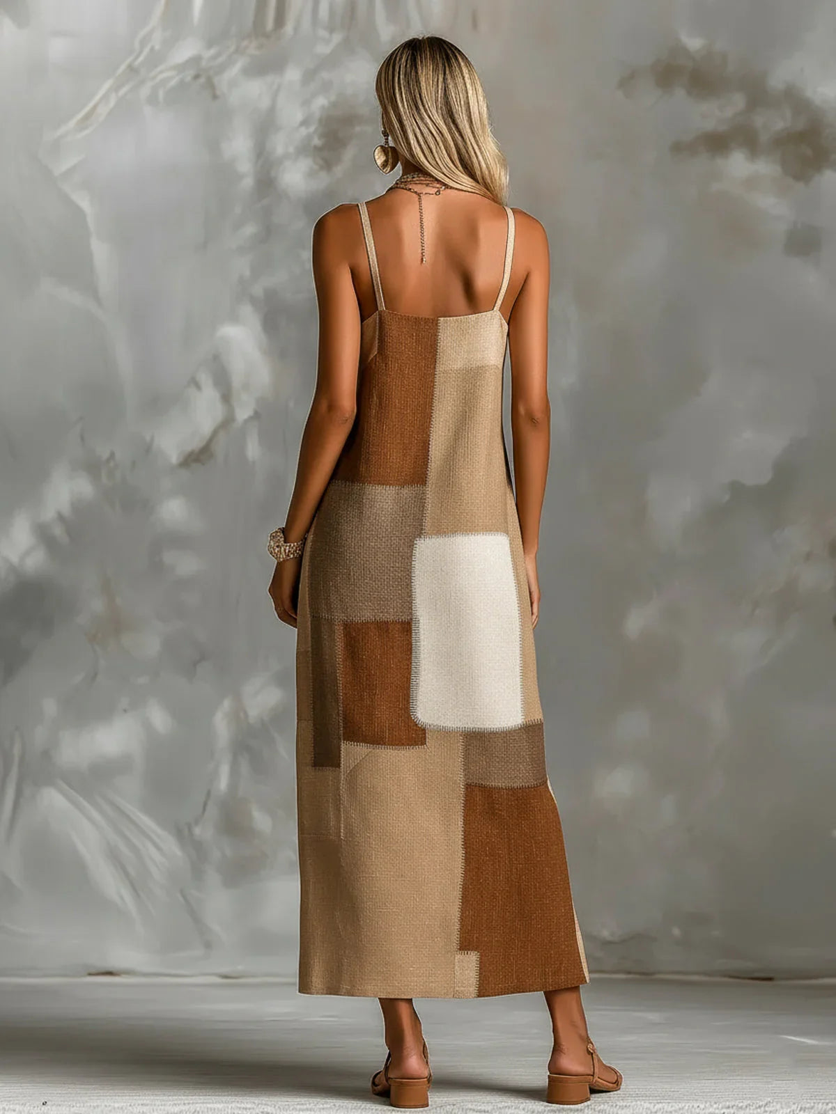 Lucy | Square Neck Patchwork Sundress with Spaghetti Straps