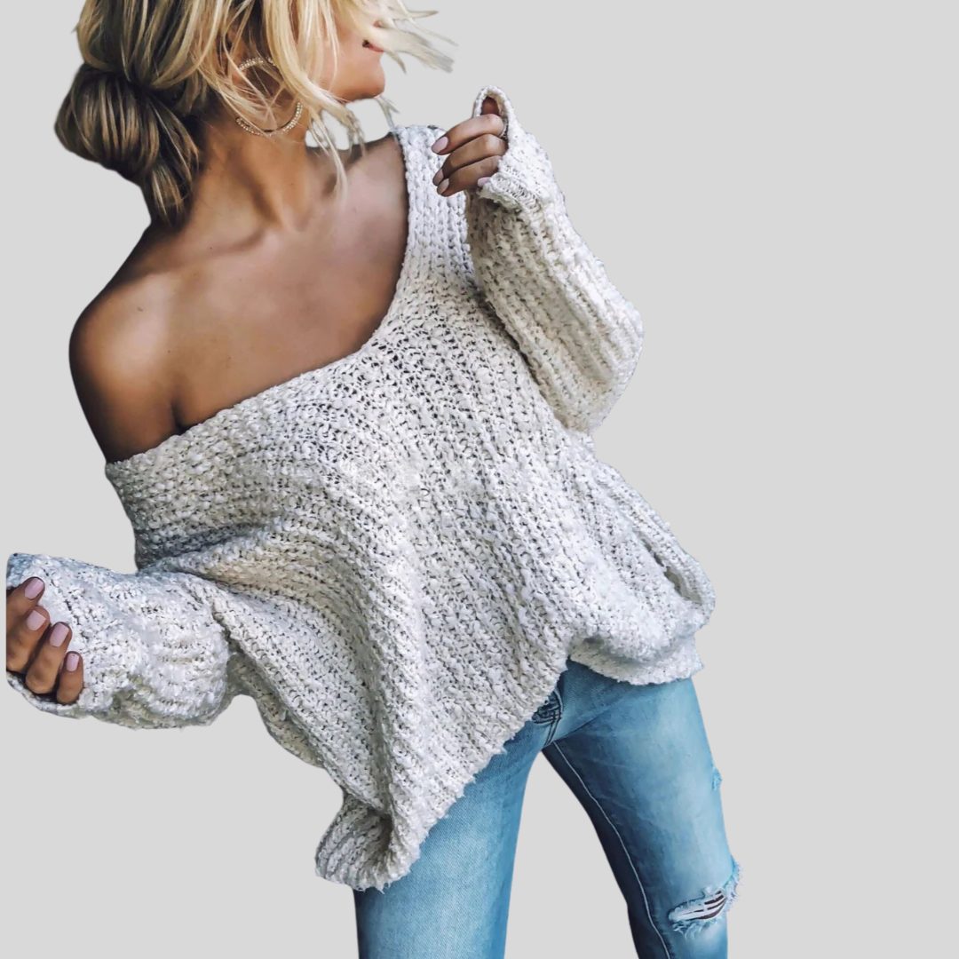 Ludovica | Ribbed Knit Oversized Sweater with Long Sleeves for Women