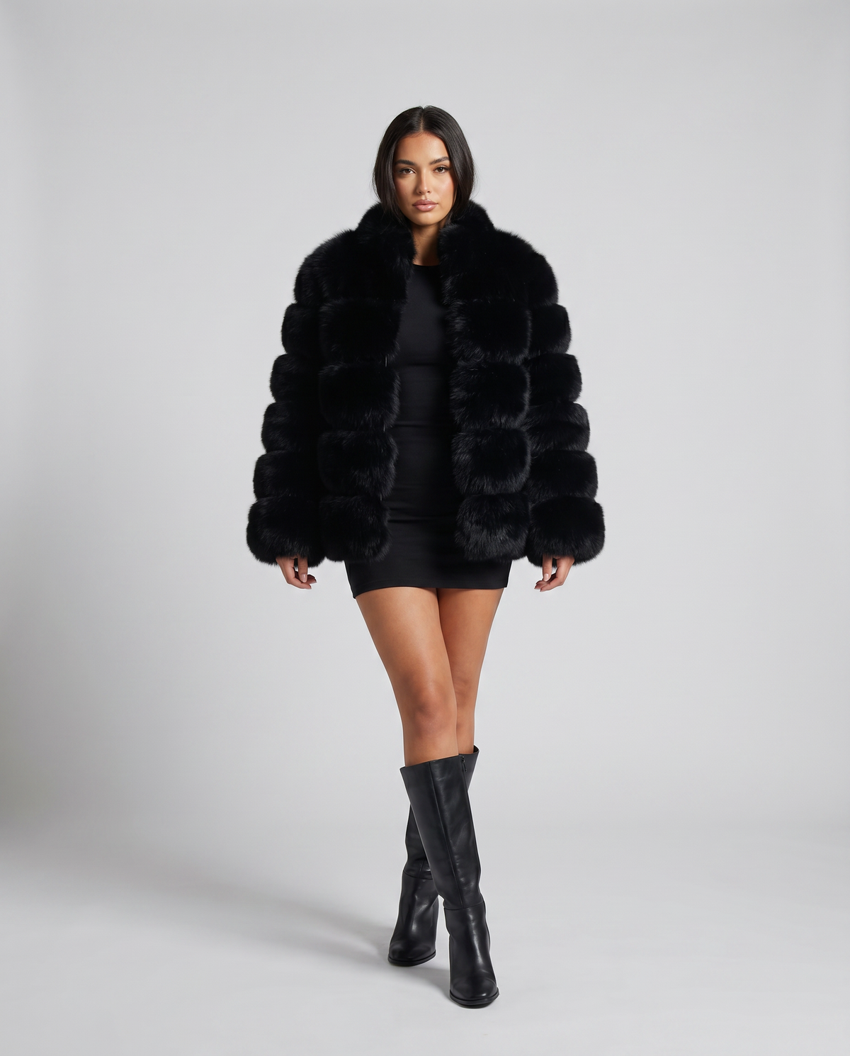 Lisa | Womens Faux Fur Jacket, Soft and Warm | Tailored Cut for Daytime Errands and Evenings Out | Brown and Black S-XL