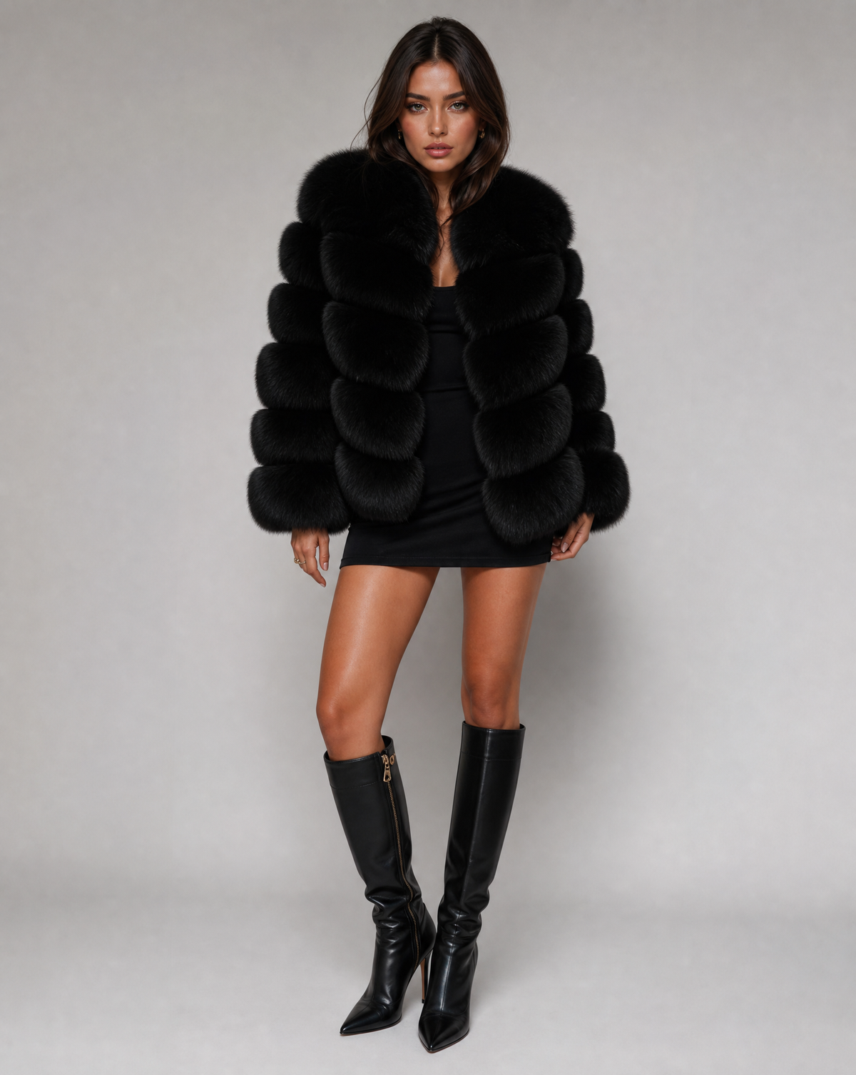 Lisa | Womens Faux Fur Jacket, Soft and Warm | Tailored Cut for Daytime Errands and Evenings Out | Brown and Black S-XL