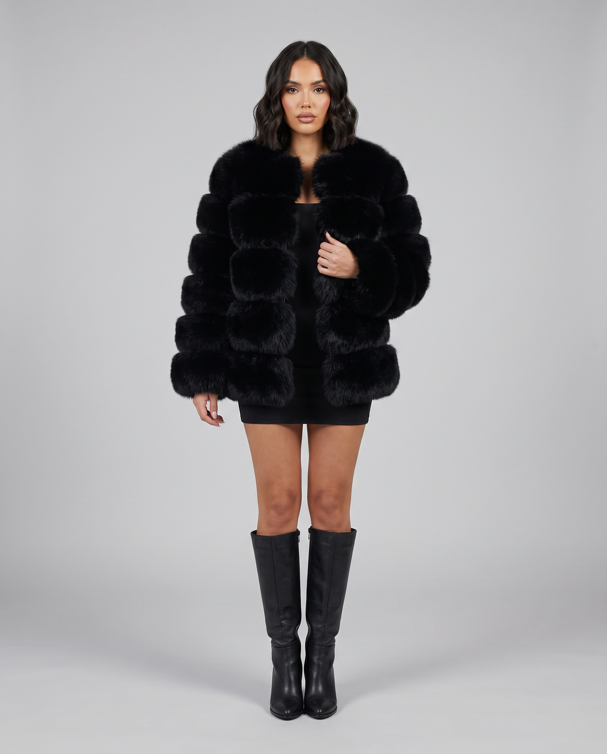 Lisa | Womens Faux Fur Jacket, Soft and Warm | Tailored Cut for Daytime Errands and Evenings Out | Brown and Black S-XL