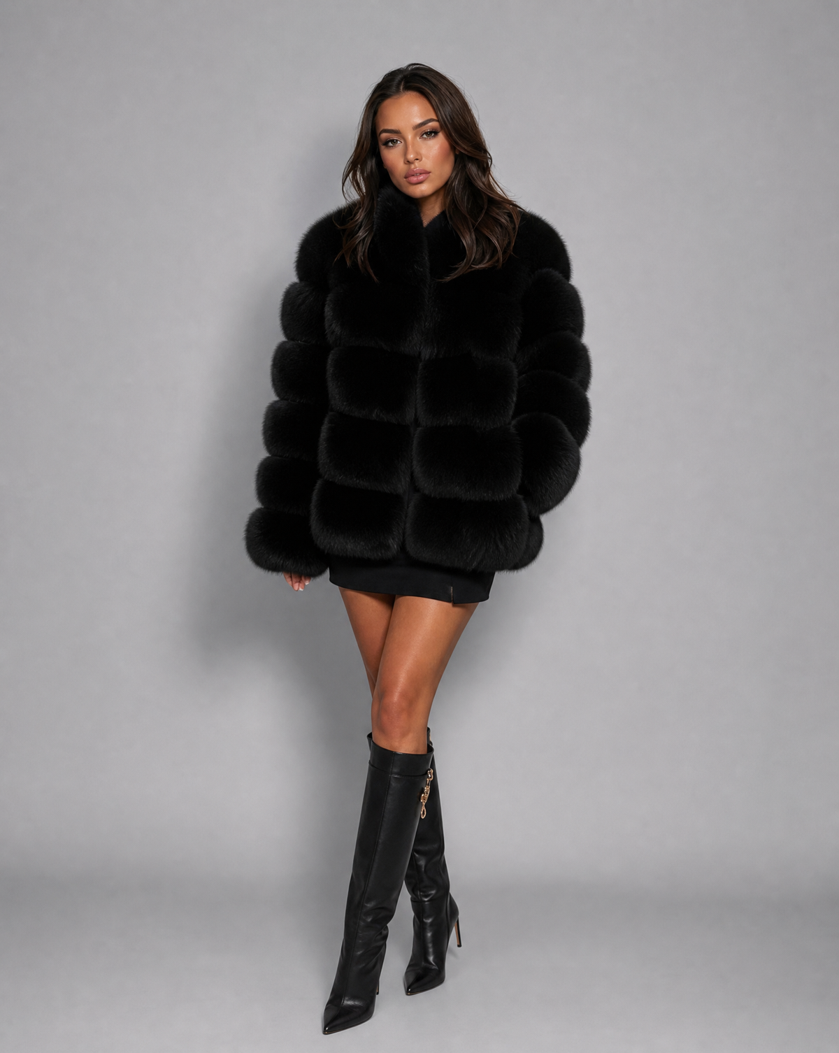 Lisa | Womens Faux Fur Jacket, Soft and Warm | Tailored Cut for Daytime Errands and Evenings Out | Brown and Black S-XL