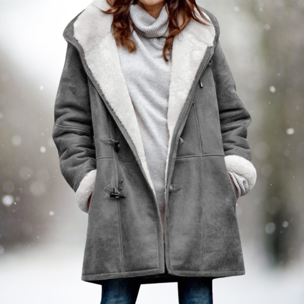 Lyric | Long Sherpa Winter Coat with Faux Fur Collar for Women