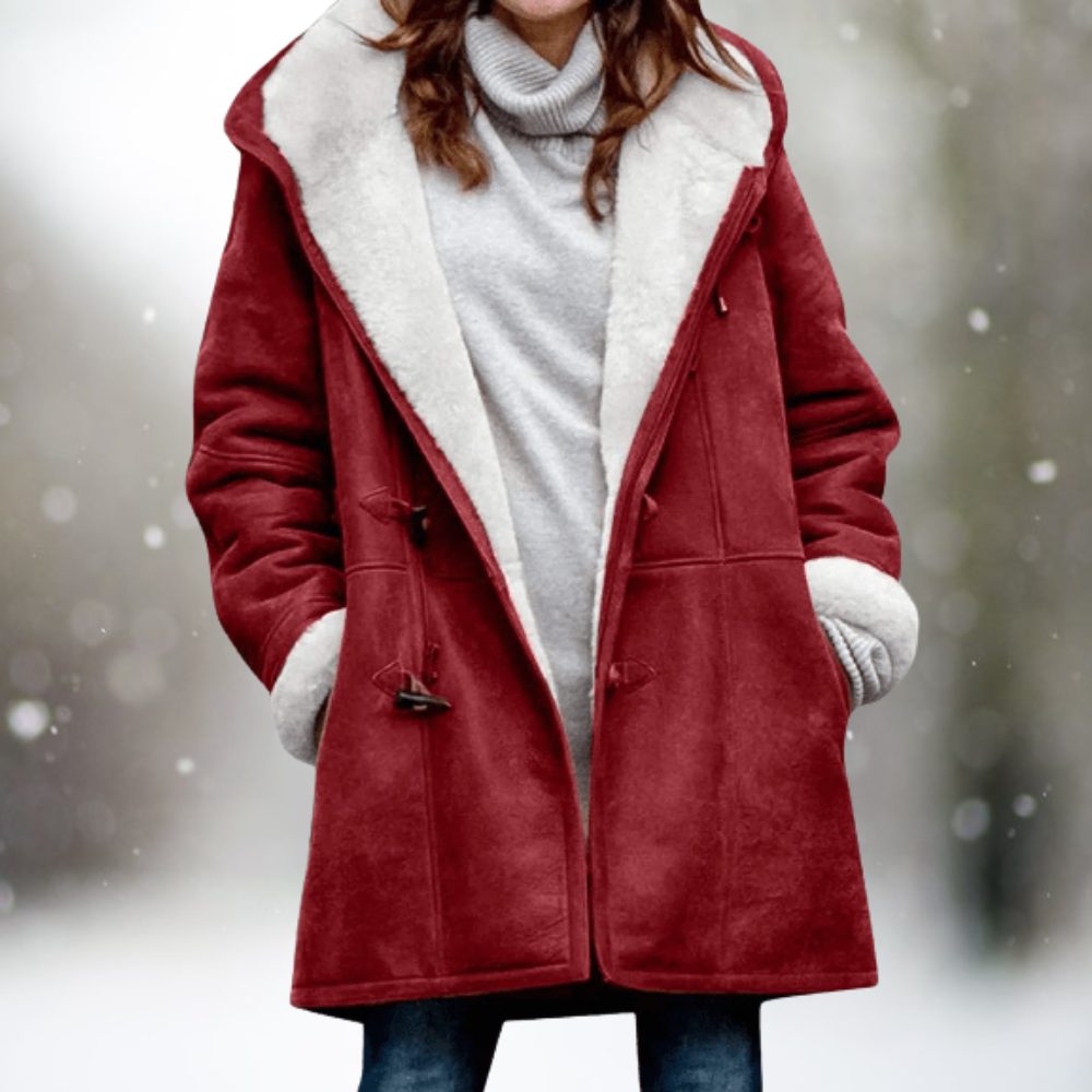 Lyric | Long Sherpa Winter Coat with Faux Fur Collar for Women