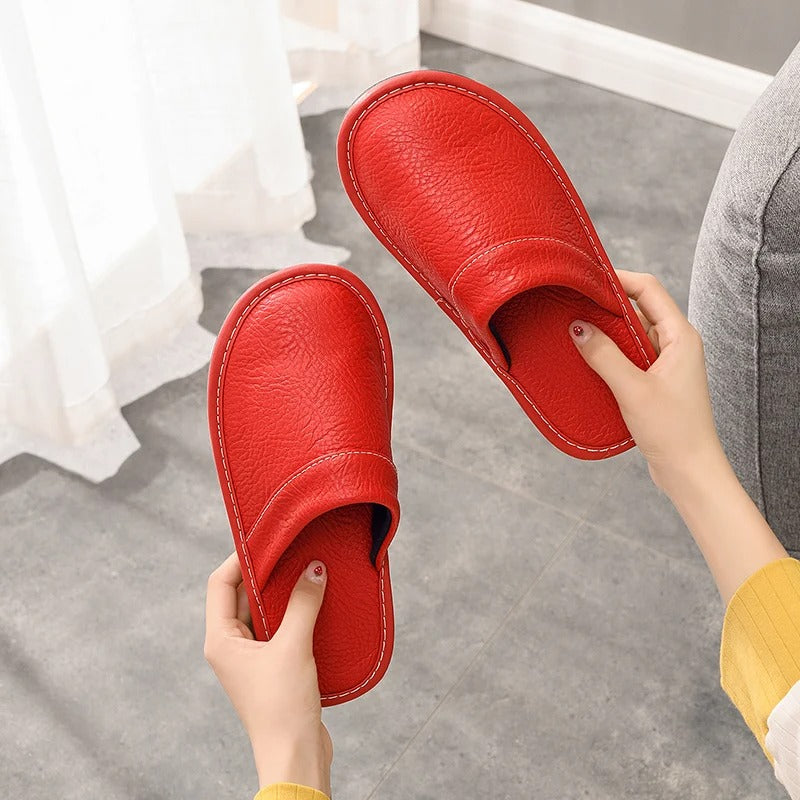 Women's Mule Slippers in Vegan Leather | Closed Toe House Shoes with an Open Back | Sizes 5.5 to 12.5, 6 Colors