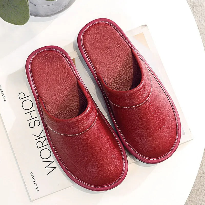 Women's Mule Slippers in Vegan Leather | Closed Toe House Shoes with an Open Back | Sizes 5.5 to 12.5, 6 Colors