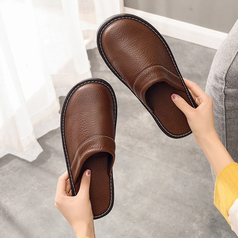 Women's Mule Slippers in Vegan Leather | Closed Toe House Shoes with an Open Back | Sizes 5.5 to 12.5, 6 Colors