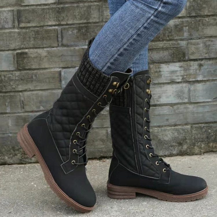 Mabel | Quilted Lace-Up Winter Boots for Women