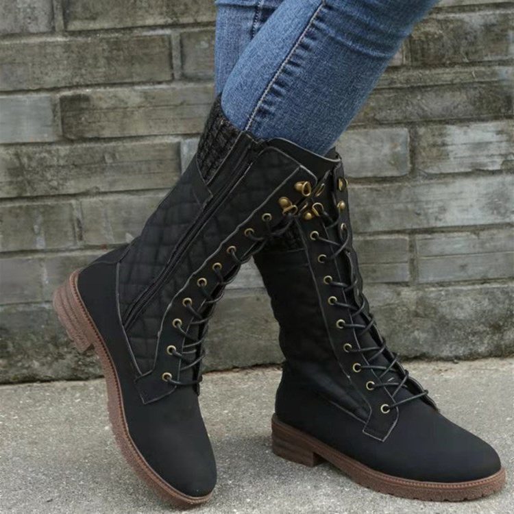 Mabel | Quilted Lace-Up Winter Boots for Women