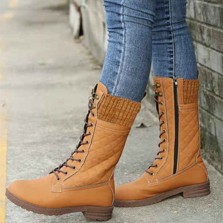Mabel | Quilted Lace-Up Winter Boots for Women