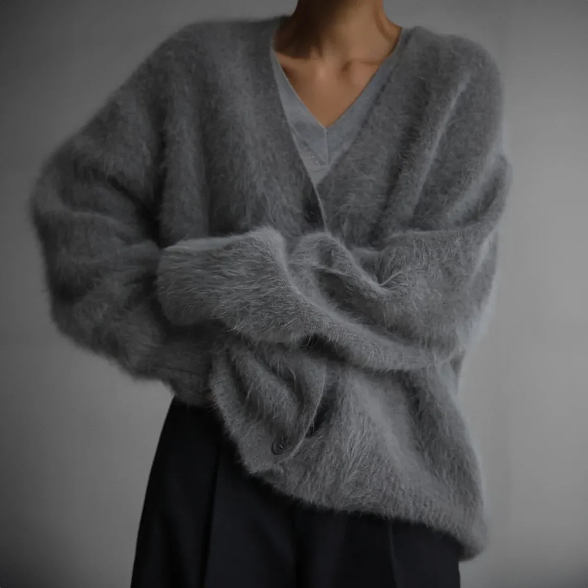 Mabel | Women's V-Neck Oversized Cardigan Sweater with Button Front