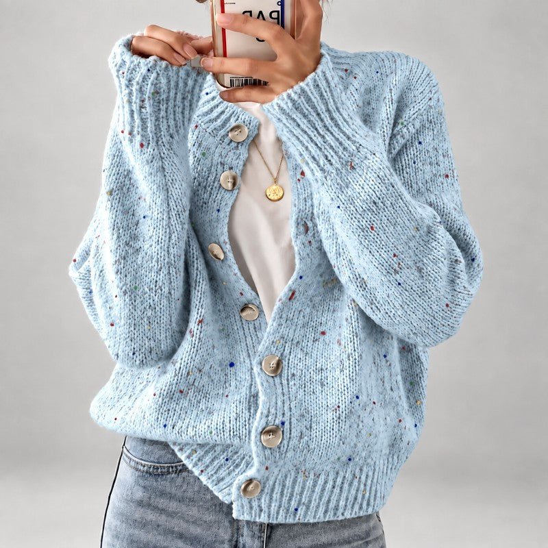 Madeline – Women's Speckled Knit Button Cardigan