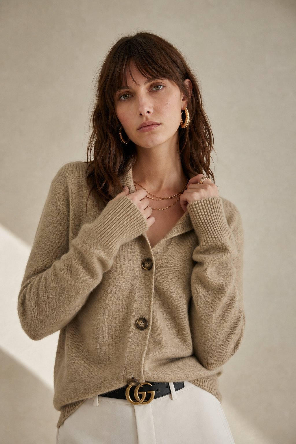 Lindsey | Womens Cashmere Blend Cardigan with Statement Buttons | Half-High Neck, Machine Washable | in 4 Colors XS-3XL