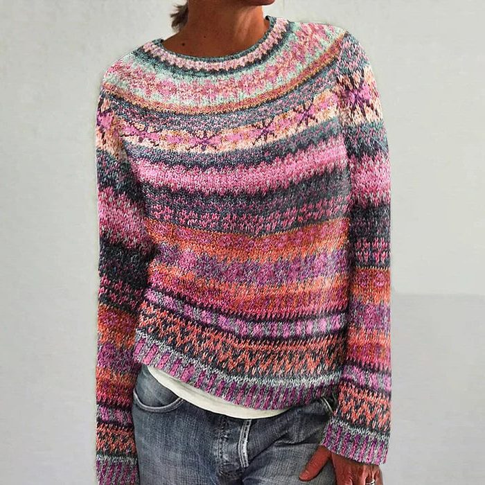 Magdalena | Fair Isle Knit Sweater with Crew Neck for Women