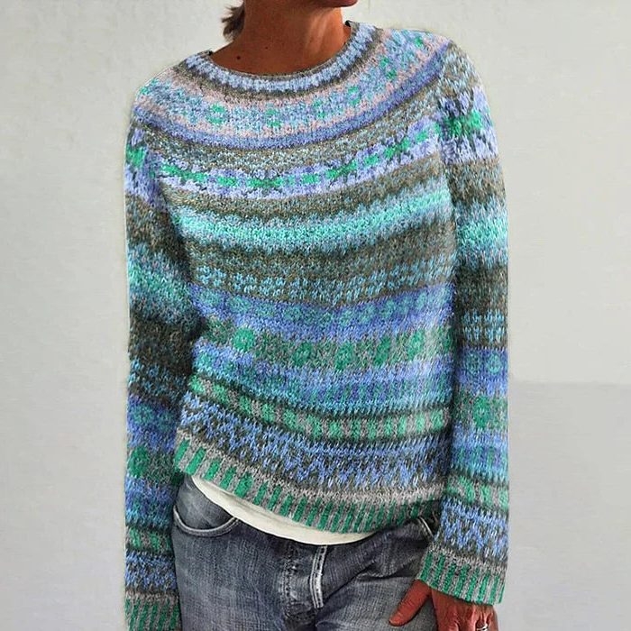 Magdalena | Fair Isle Knit Sweater with Crew Neck for Women