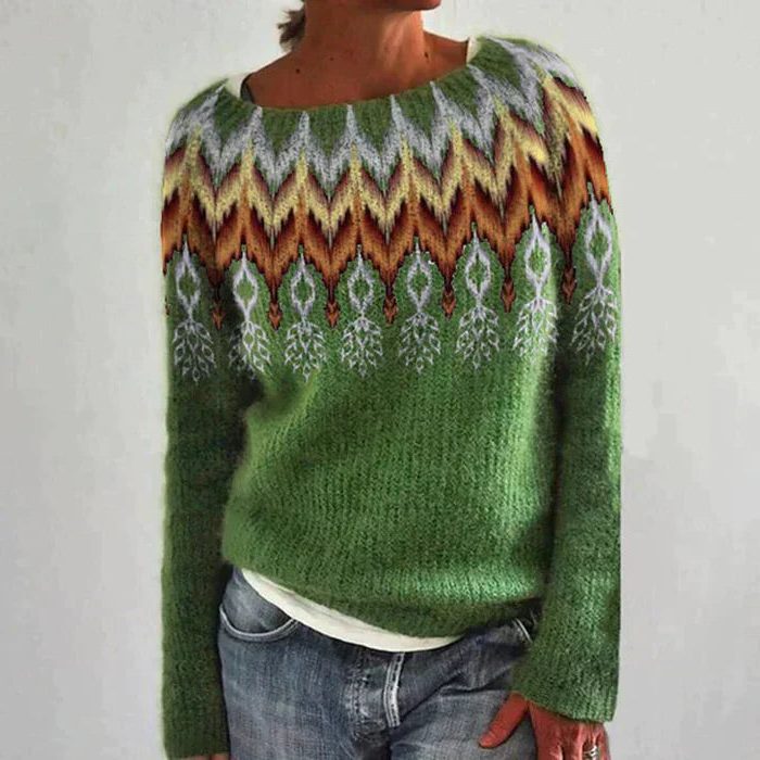 Magdalena | Fair Isle Knit Sweater with Crew Neck for Women