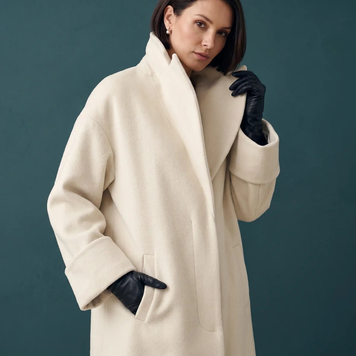 Magdalena Wool Blend Oversized Shawl Collar Coat