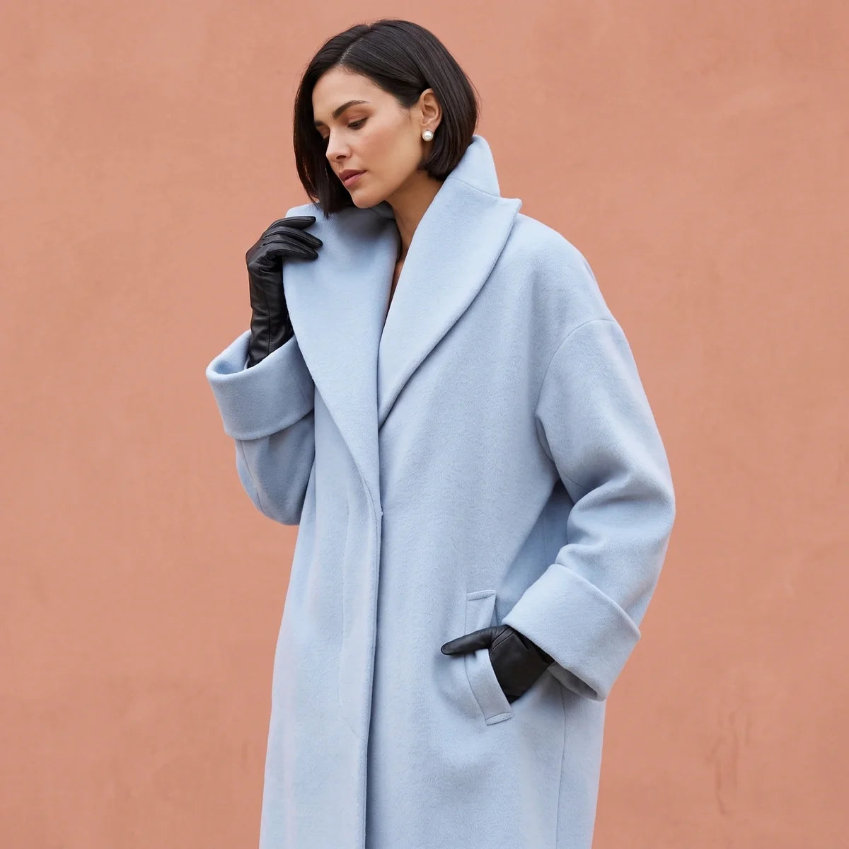 Magdalena Wool Blend Oversized Shawl Collar Coat