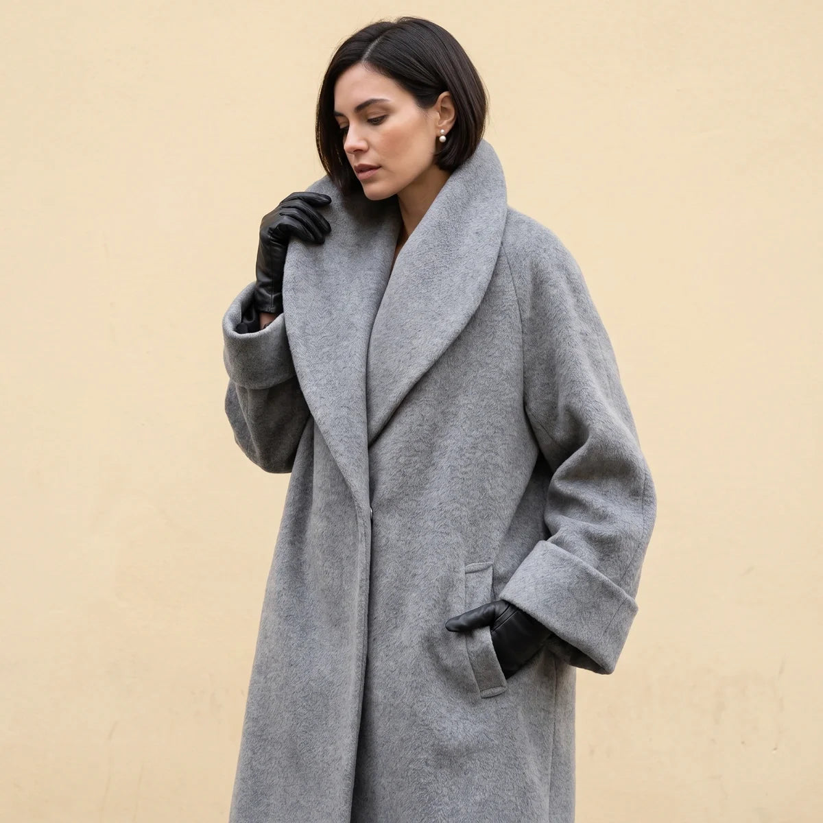 Magdalena Wool Blend Oversized Shawl Collar Coat