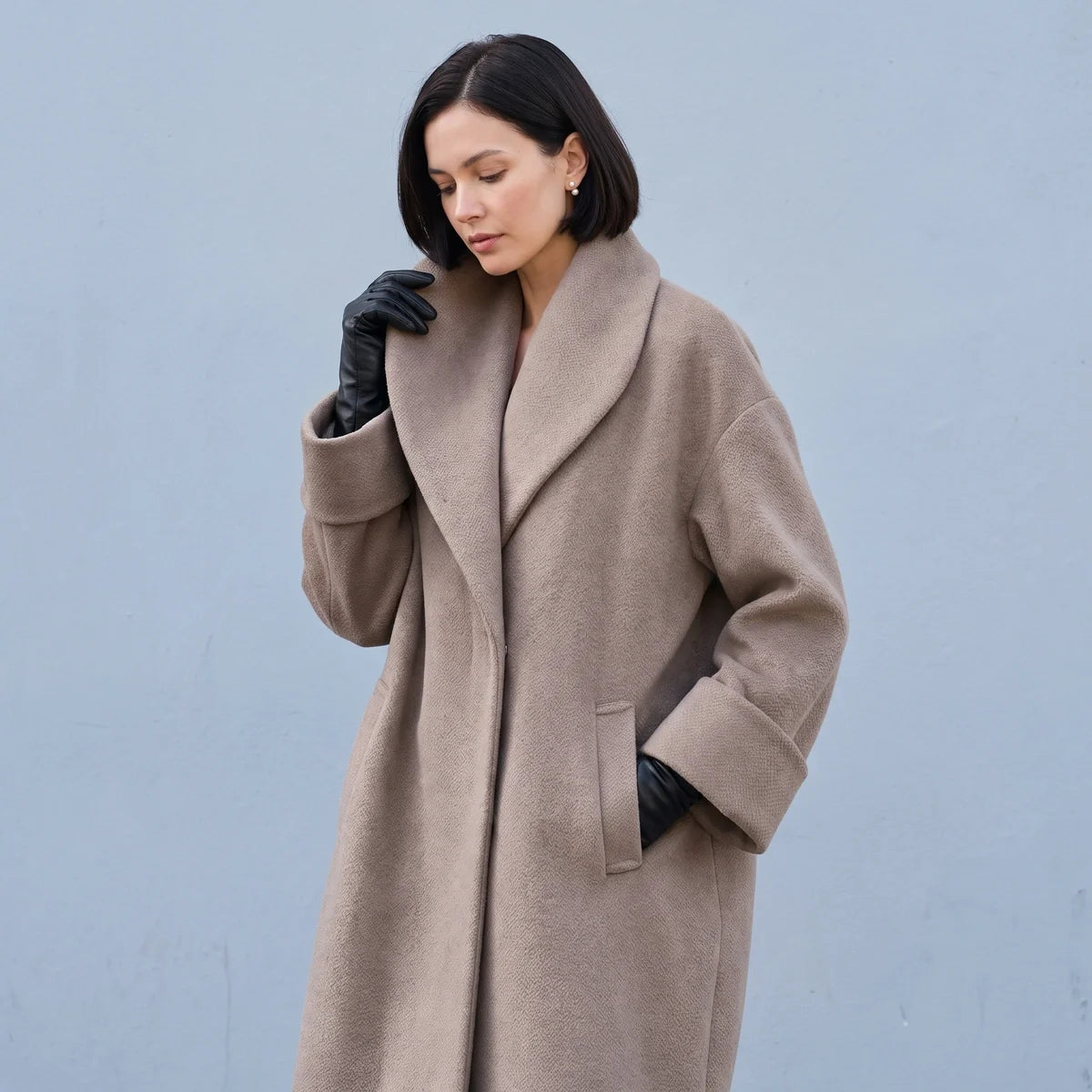 Magdalena Wool Blend Oversized Shawl Collar Coat