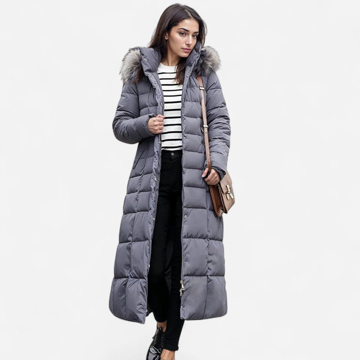 Molly | Womens Long Puffer Coat with Faux Fur Hood | Belted, Water-Resistant | Black, Red, Caramel and More S-3XL