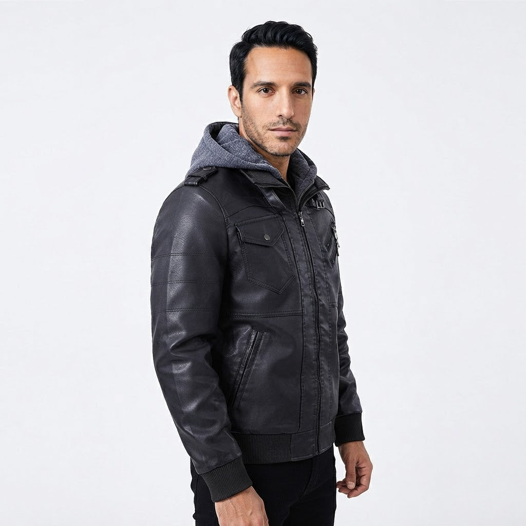 Premium Leather-Like Biker Jacket