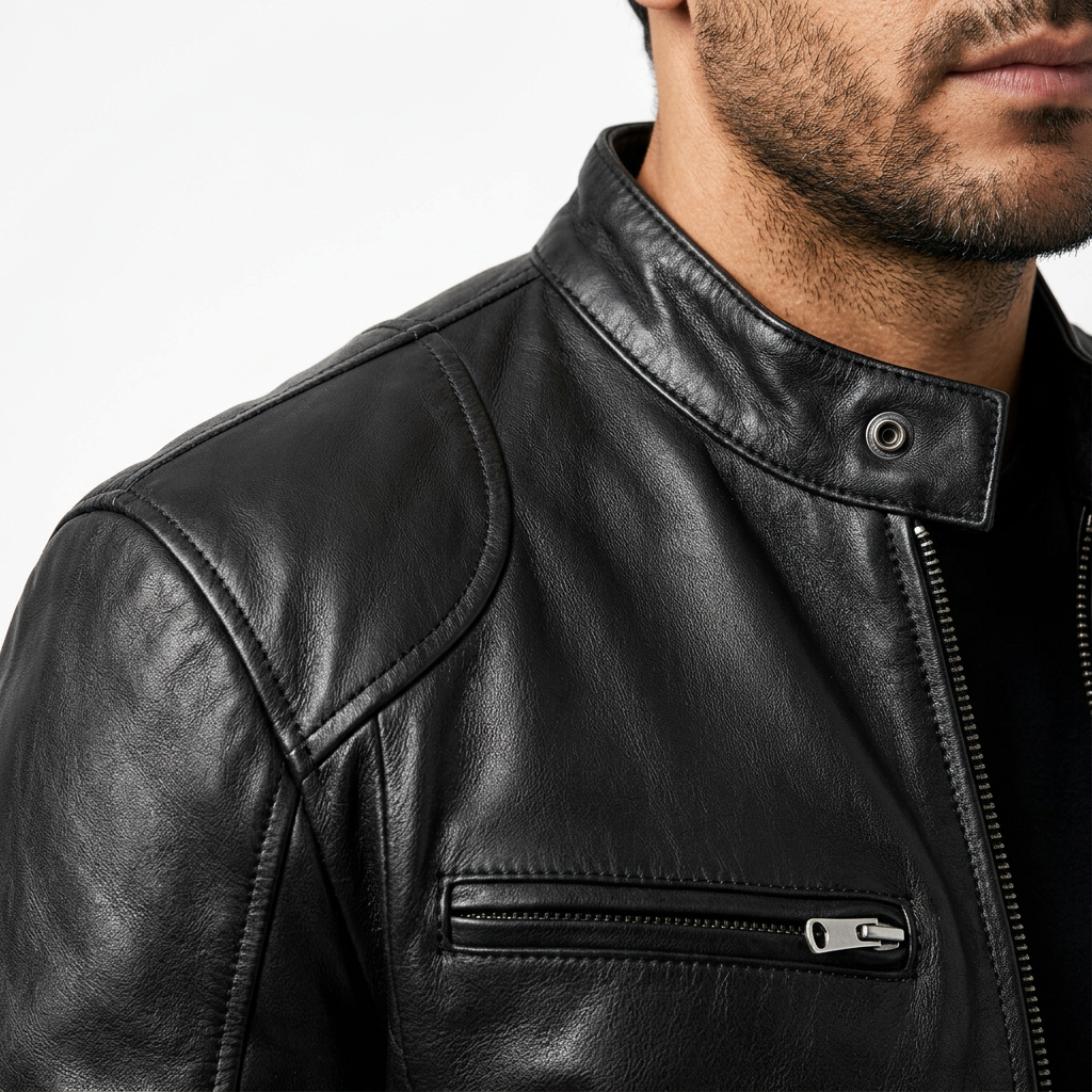 Men's Leather-Like Biker Jacket