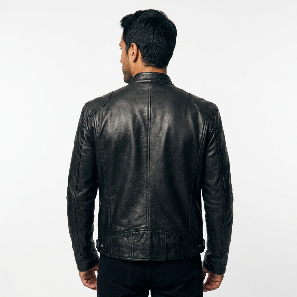Men's Leather-Like Biker Jacket