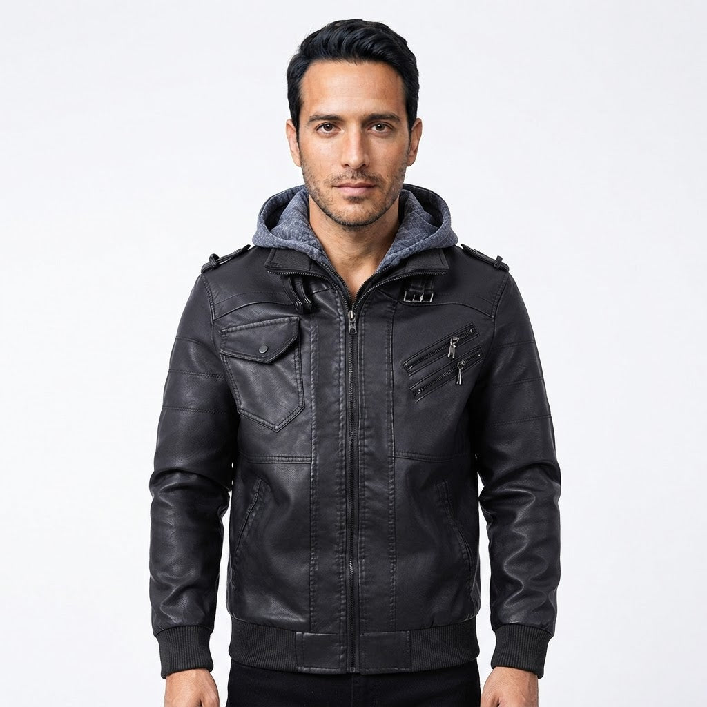 Premium Leather-Like Biker Jacket