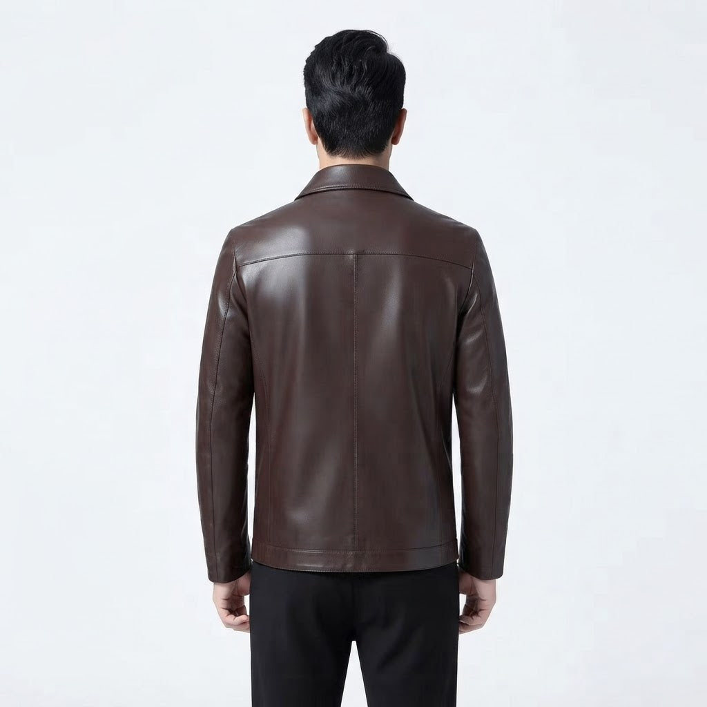 Crackled-Finish Leather-Like Jacket