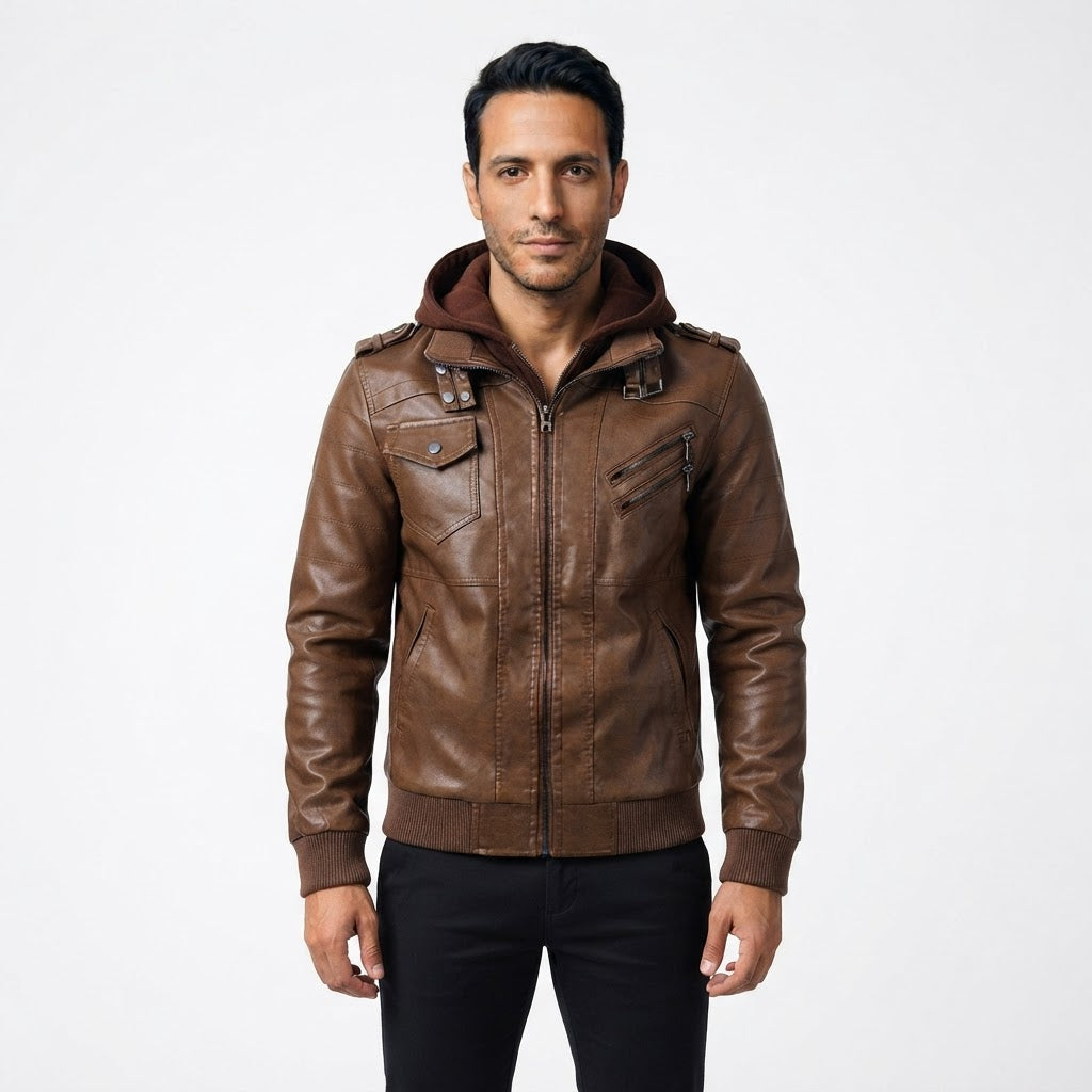 Premium Leather-Like Biker Jacket