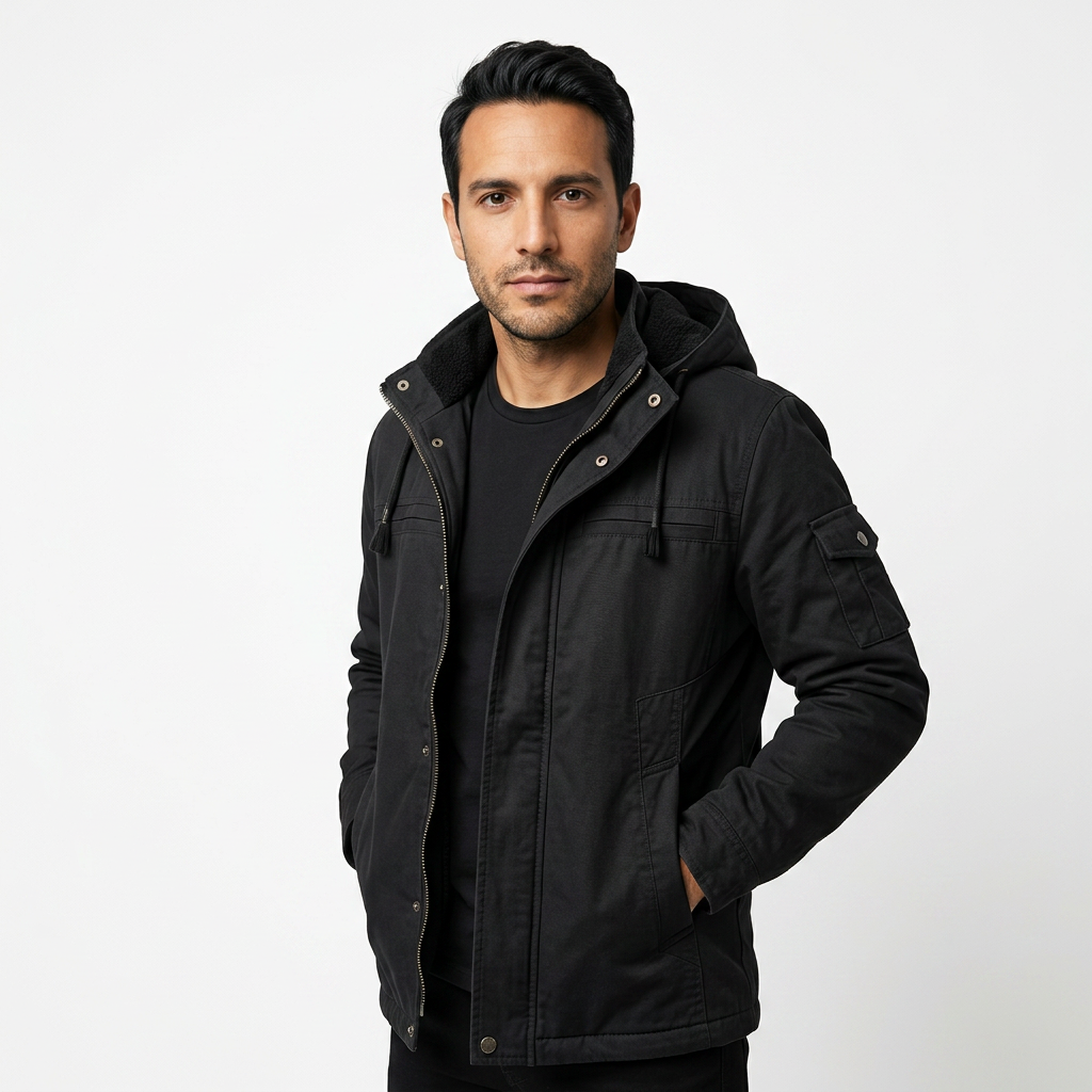 Fleece-Lined Hooded Jacket