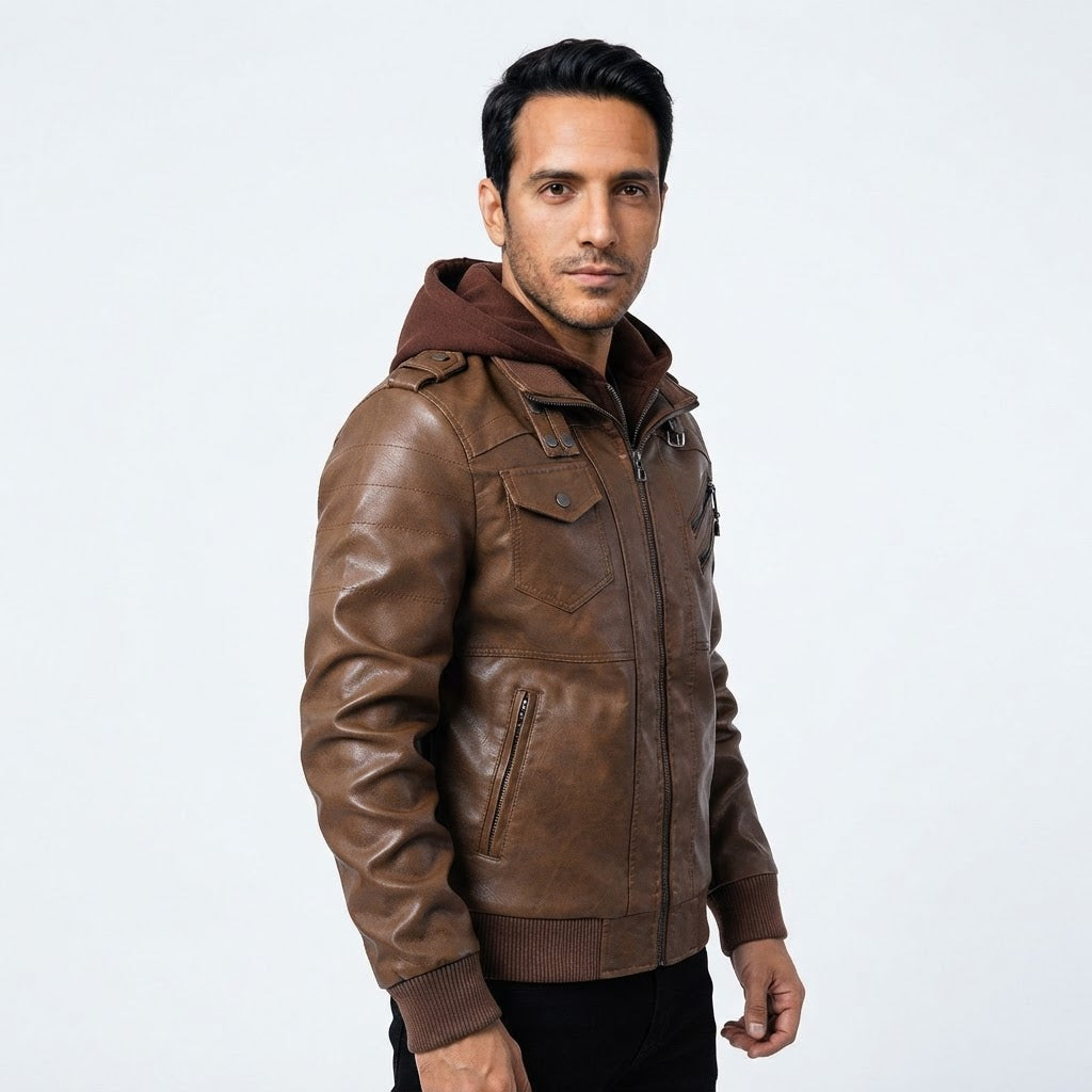 Premium Leather-Like Biker Jacket
