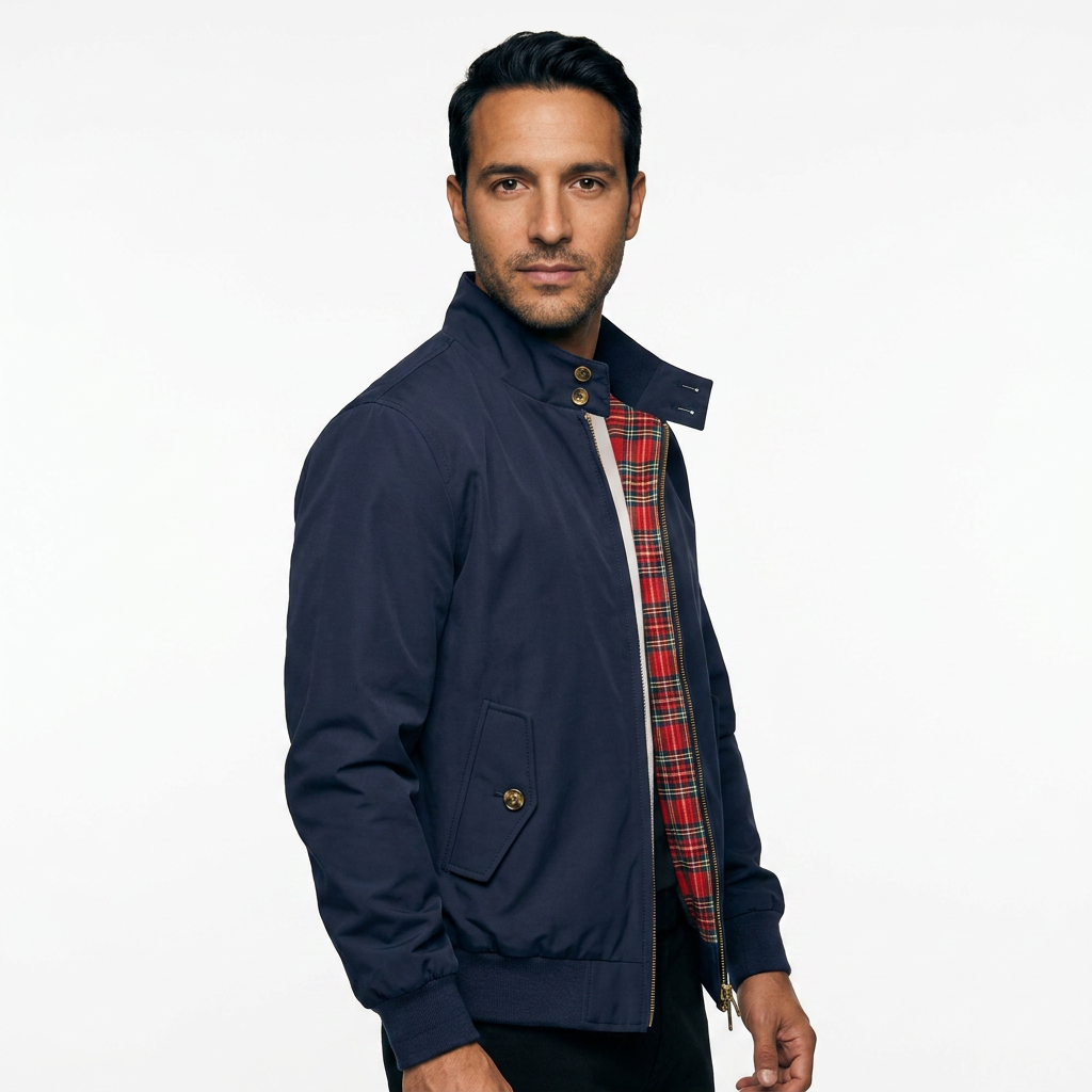 Plaid-Lined Bomber Jacket