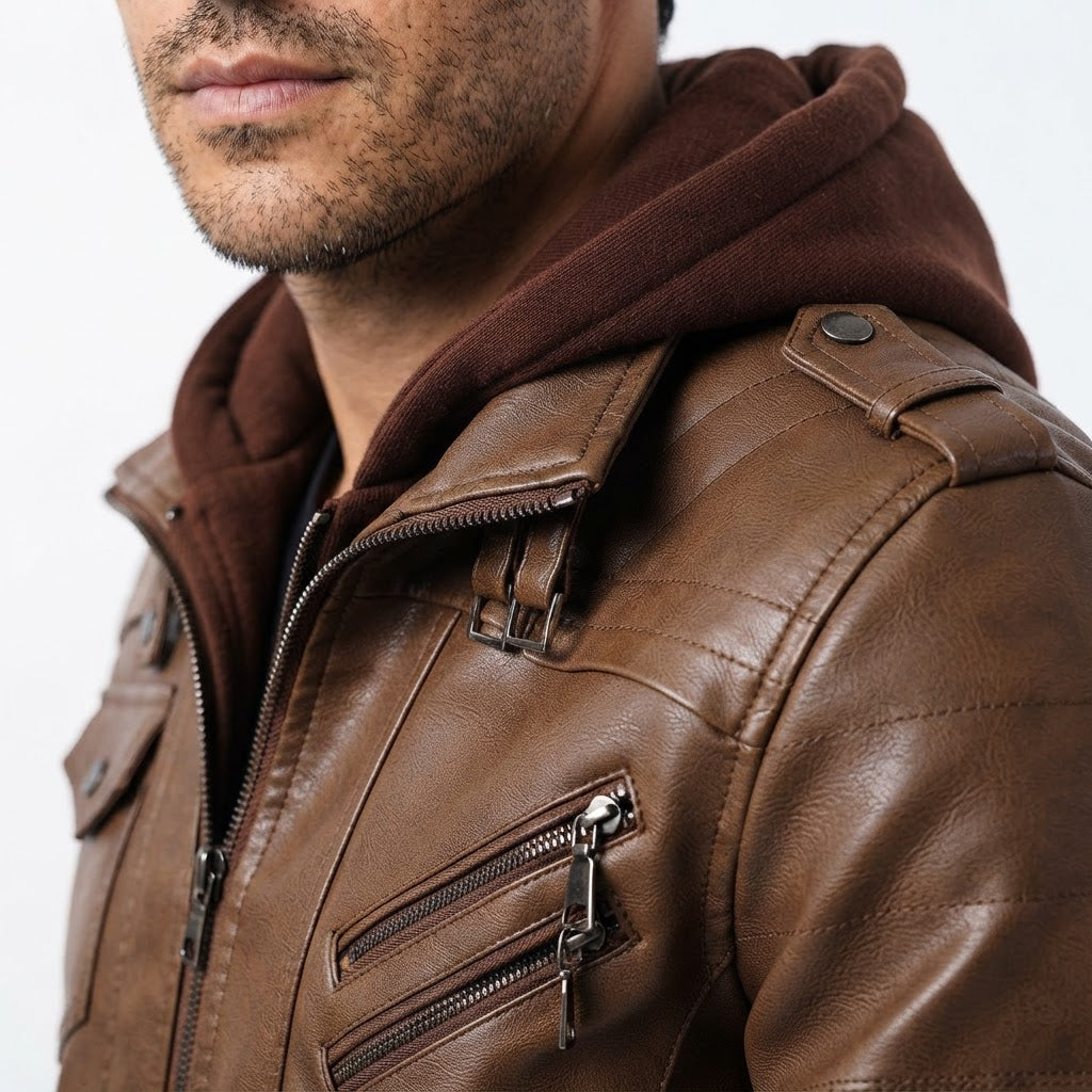 Premium Leather-Like Biker Jacket