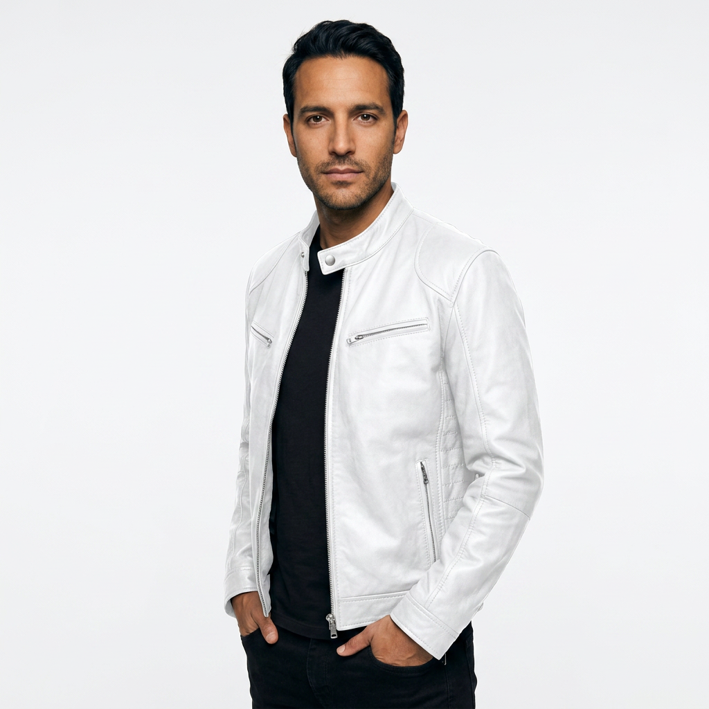 Men's Leather-Like Biker Jacket