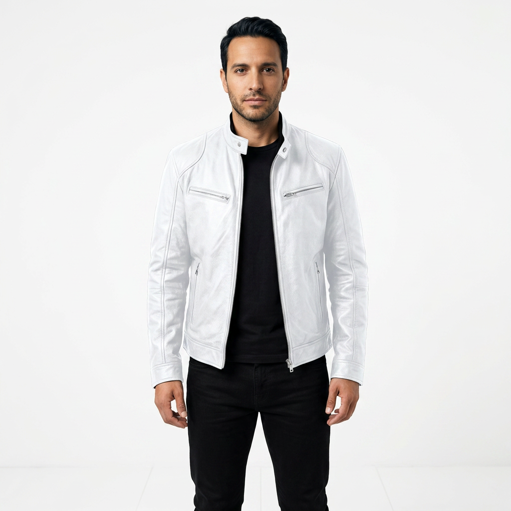 Men's Leather-Like Biker Jacket