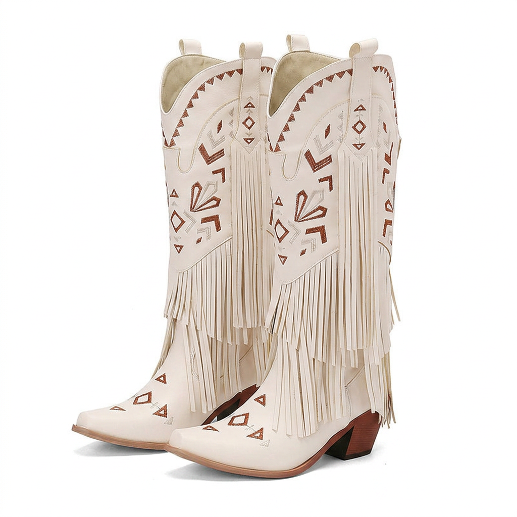 High-Heel Tassel Cowboy Boots