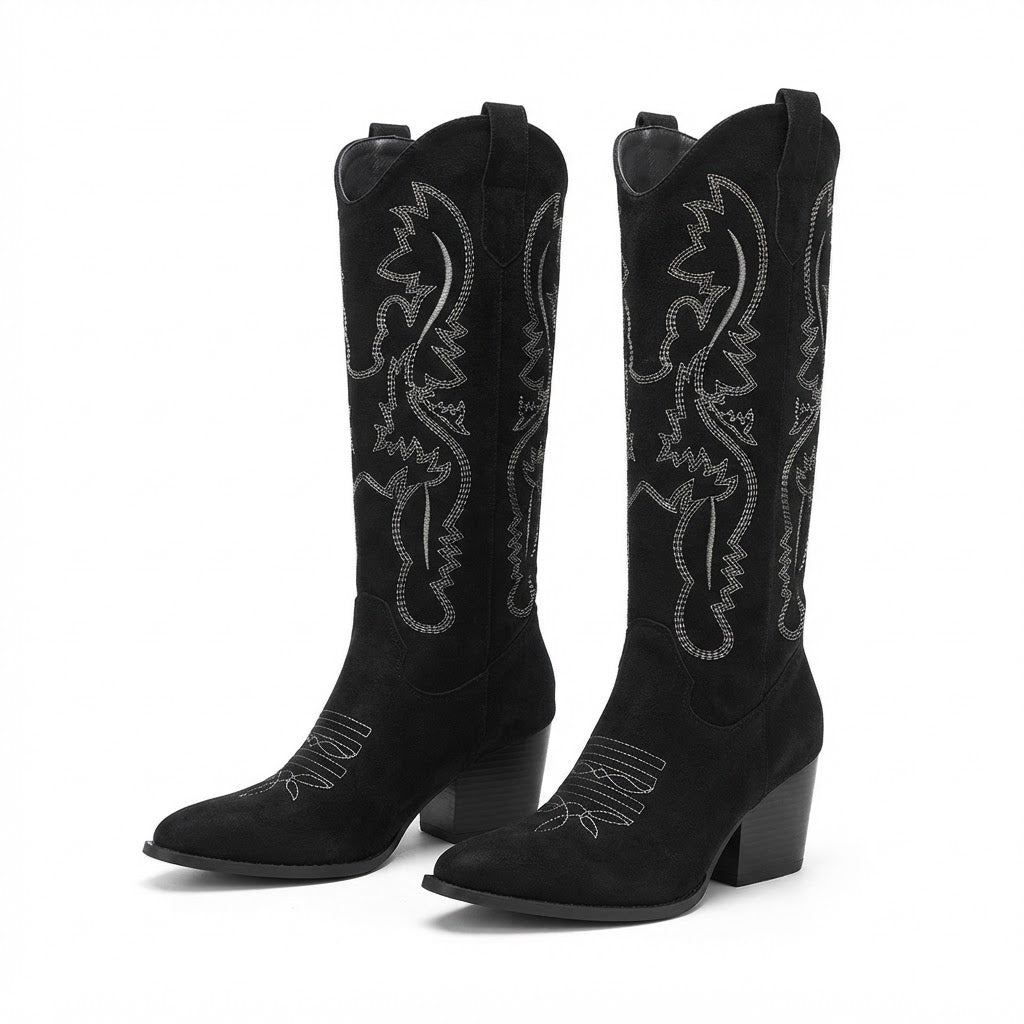 Women's Tall Embroidered Suede-Effect Cowboy Boots