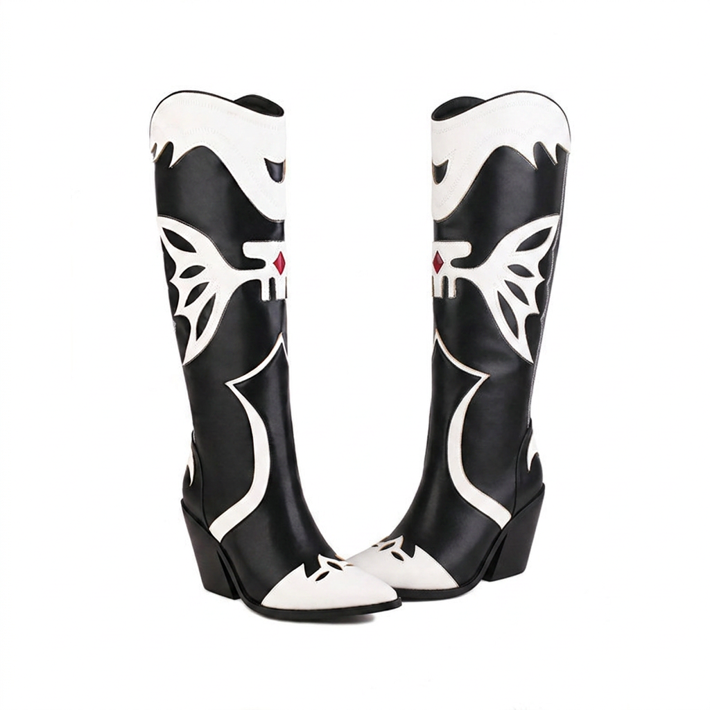 Water-Resistant High-Heel Cowboy Boots