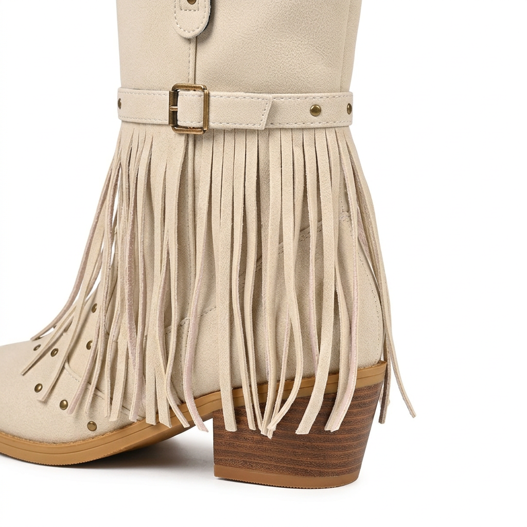 Studded Buckle Cowboy Boots