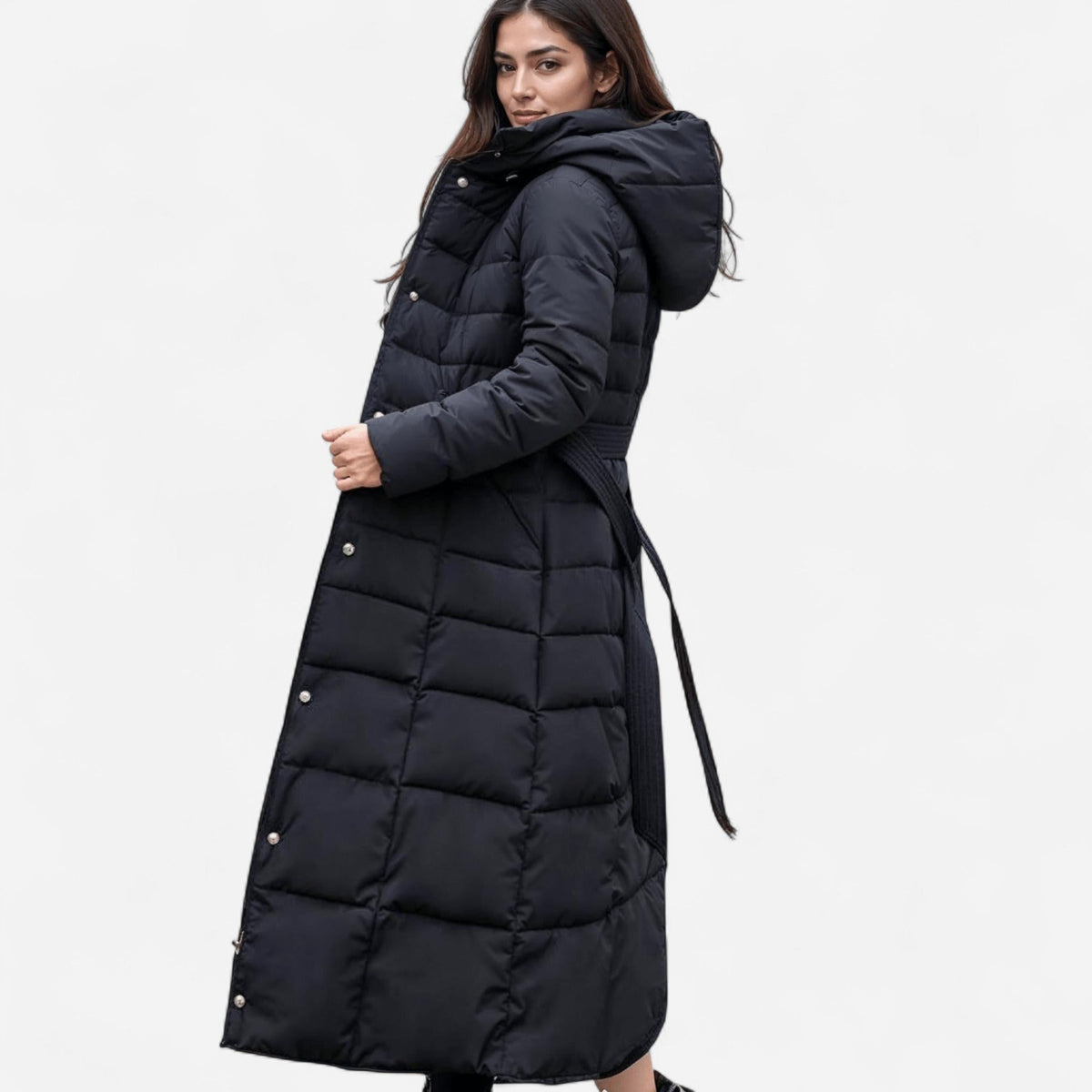 Molly | Womens Long Puffer Coat with Faux Fur Hood | Belted, Water-Resistant | Black, Red, Caramel and More S-3XL