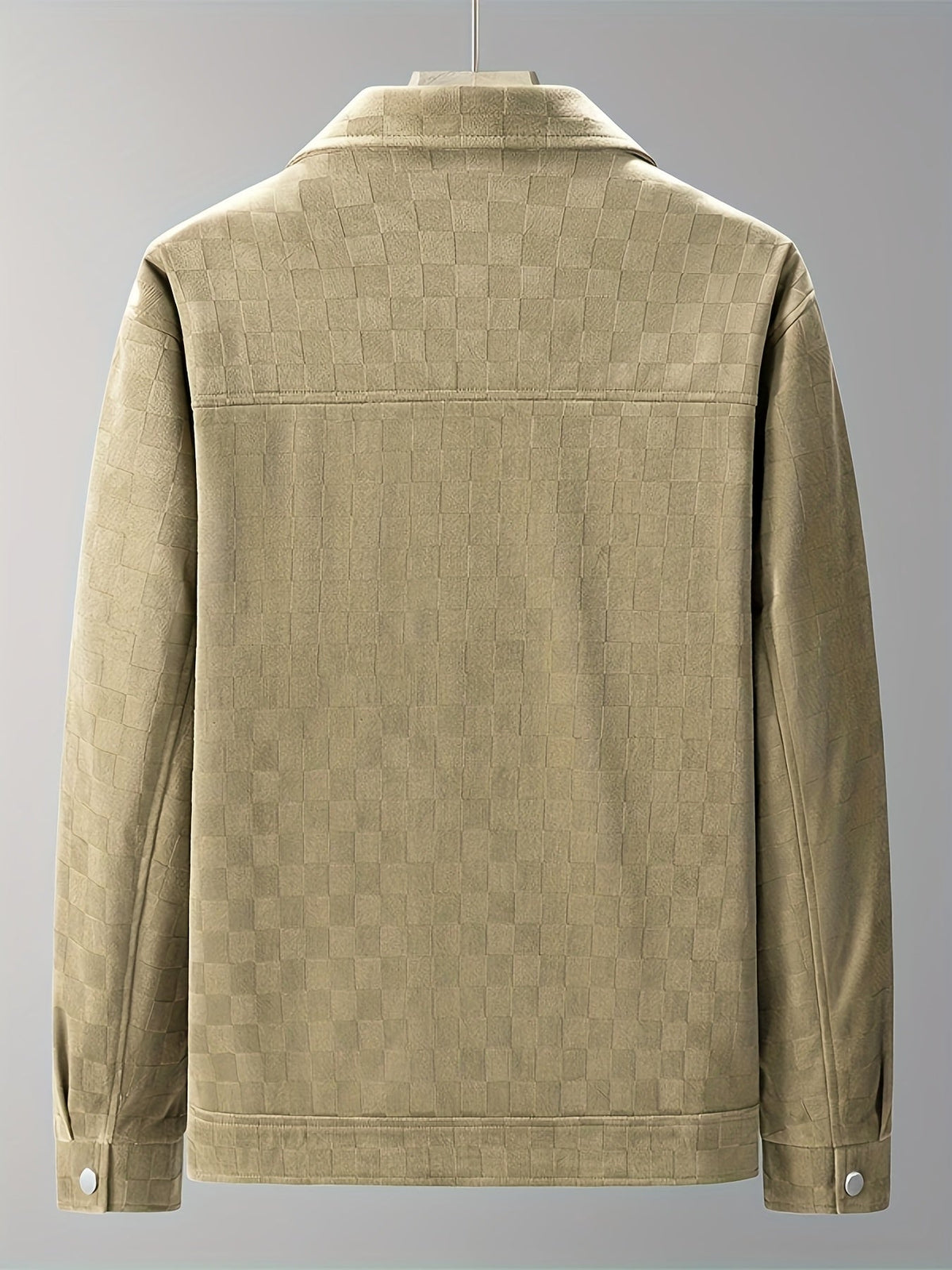 Mavrick | Mens Checkered Suede Jacket with Satin Lining | Velour Suede, Flap Chest Pockets | Black and Khaki XS-3XL