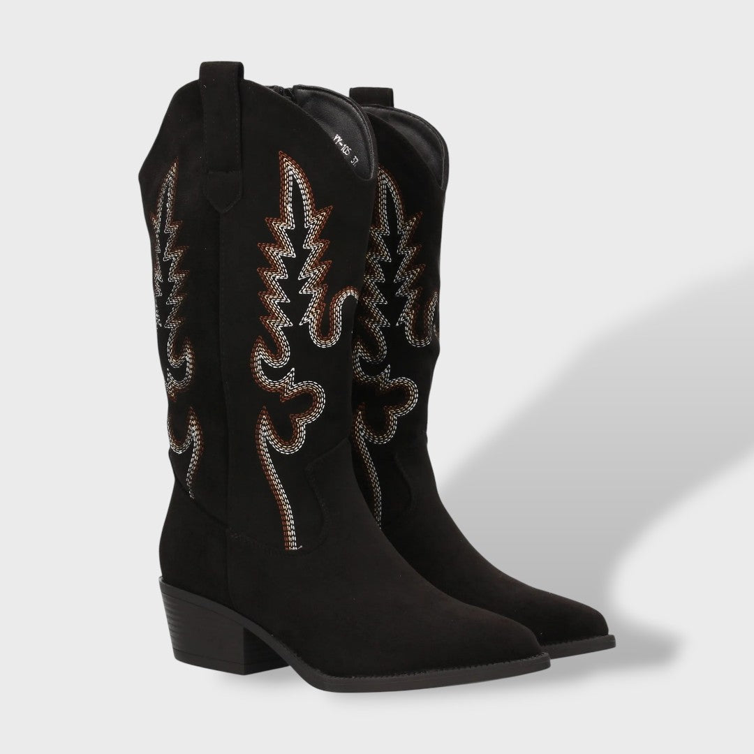 Women's Elegant Suede-Effect Cowboy Boots