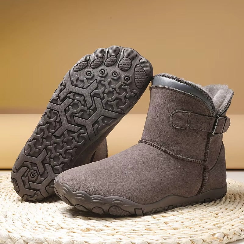 Unisex Winter Barefoot Ankle Boots, Faux Fur Lining, Buckle