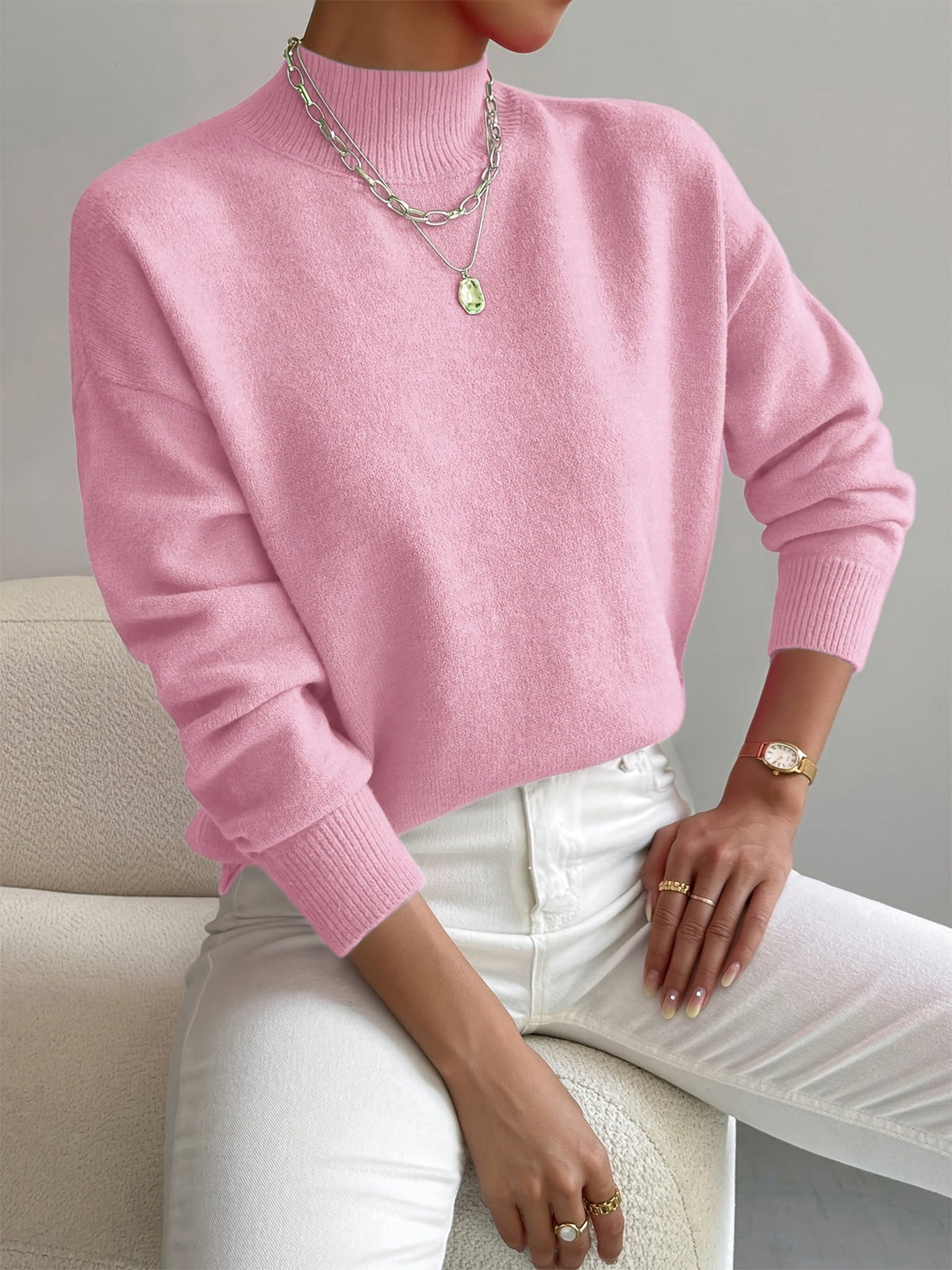 Maren | Women's Mock Neck Relaxed Fit Sweater — Clean Everyday Pullover in 10 Colors S–2XL | Westmere