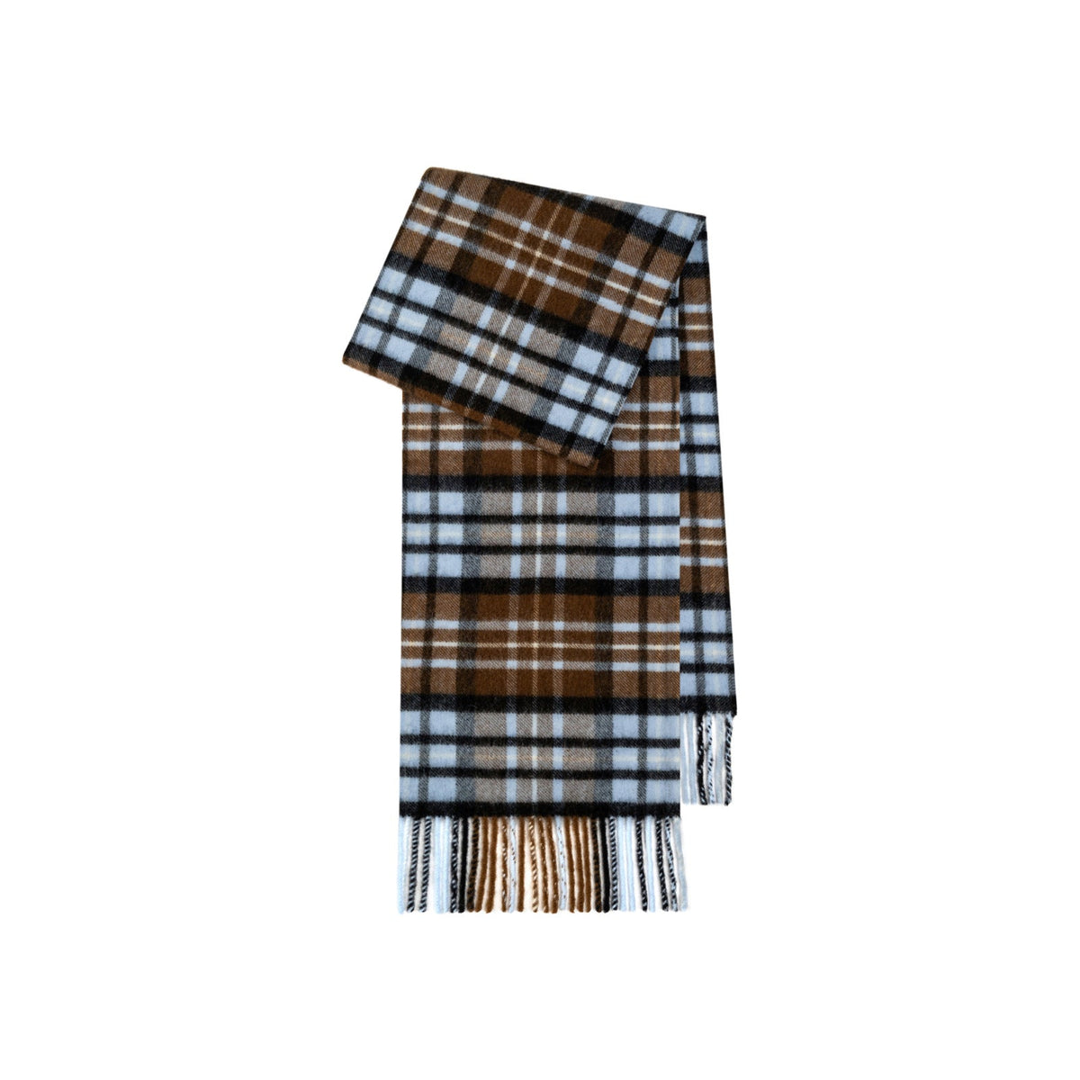 Thea Brushed Plaid Lamb Wool Fringed Scarf